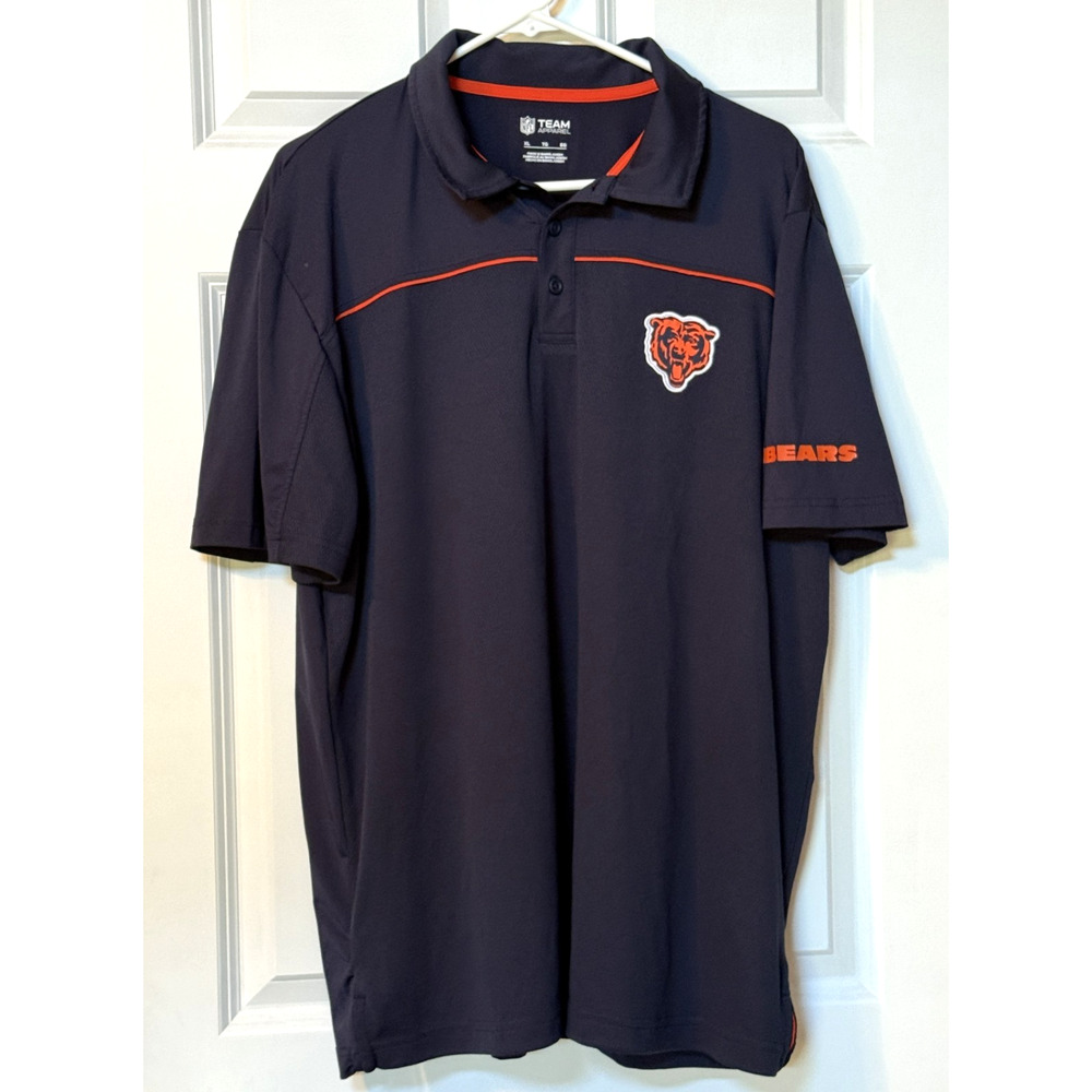 Chicago Bears Polo Shirt Men XL Navy Blue Knit NFL Team Apparel New Without Tag